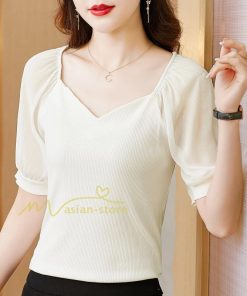 ｔシャツ・カットソー | シャツ レディース 春夏新作 40代 半袖 ニットトップス 無地Tシャツ Vネック 20代30代40代50代 エレガント カジュアル ファッション 着痩せ 人気 お出かけ 上品