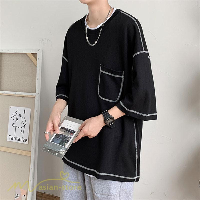 Tシャツ | 半袖メンズ カットソー ゆったり 半袖 カジュアル おしゃれ カジュアル 夏新作 体型カバー シンプル 30代 カッコウイイ ポケット 20代 無地