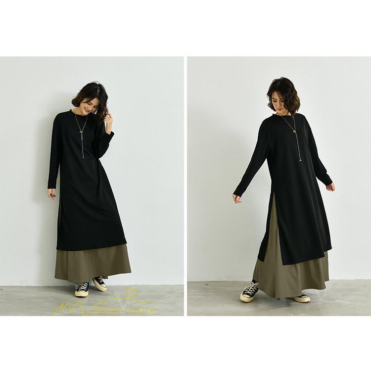 セットアップ | ワンピース 秋スカート レディース 秋物 ロングワンピース ロングスカート フリーサイズ 2点セット 着回し ウエストゴム 可愛い ゆったり 無地