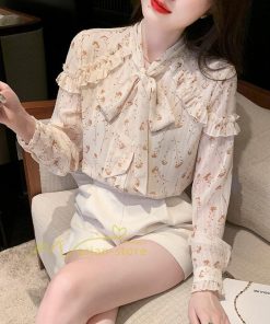 シャツ・ブラウス | ブラウス トップス シャツ レディース シフォン 無地 長袖シャツ ファッション カジュアル エレガント 細身 優雅 通勤 花柄 新作 リボン付き 上品 オシャレ OL