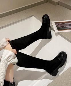 ニーハイブーツ | ロングブーツ ラウンドトゥ 厚底ブーツ