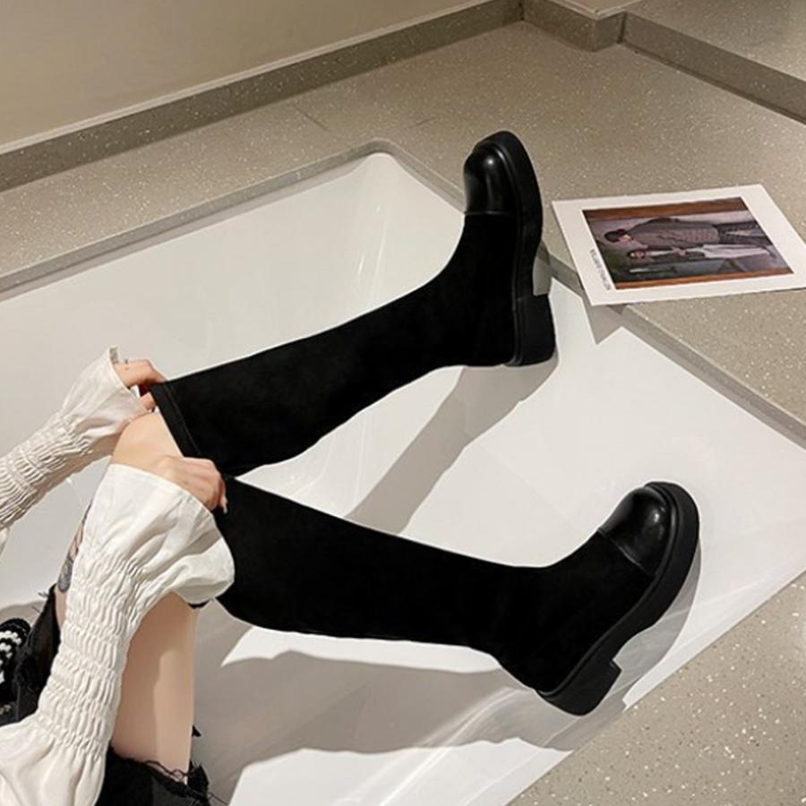 ニーハイブーツ | ロングブーツ ラウンドトゥ 厚底ブーツ