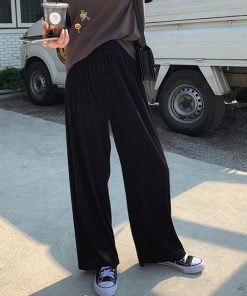 ワイドパンツ | ハイウエスト プリーツパンツ レディース ロングパンツ 着やせ ウエストゴム ボトムス ストレートパンツ