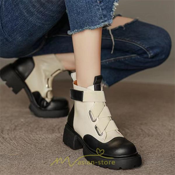 ショートブーツ | レディース 歩きやすい ワークブーツ 楽チン 痛くない ラウンドトゥ 美脚 厚底 カジュアル 通勤 通学 旅行 50代 30代 お出かけ 40代 20代