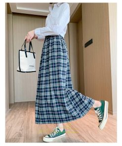 スカート | チェックロングウエストゴム チェック柄 大人 ハイウエスト Aライン30代40代50代 通学通勤 可愛い スカート ゆったり