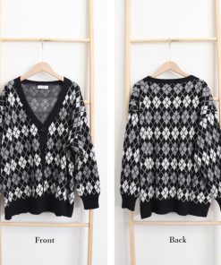 ニット・セーター | アーガイルカーディガン Vネック 長袖
