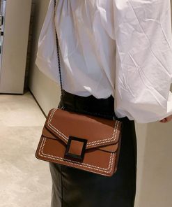 ショルダーバッグ | スクエアバッグ かばんブラック 肩掛け チェーンバッグ 斜めがけ ミニレディース 小さめ レザー 大人