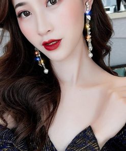 その他アクセサリー | ラインストーン ハートモチーフ パール 大人 ぶらさがり ビジューピアス チェーンピアス ロングピアス 大ぶり レディース