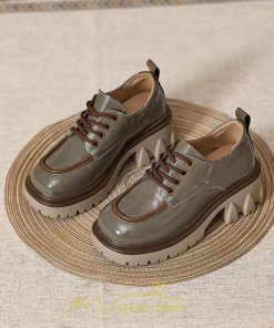 ローファー | 厚底 レディース 厚底スニーカー レースアップ スニーカー PU 合皮 通学 通勤 かわいい 送料無料 可愛い 冬 夏 秋 春
