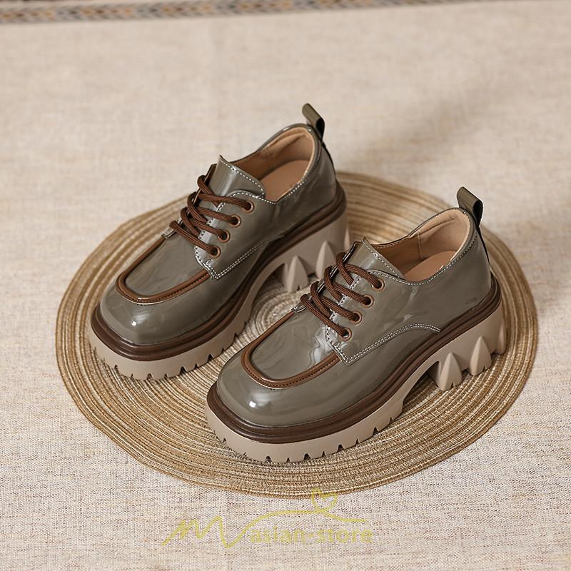 ローファー | 厚底 レディース 厚底スニーカー レースアップ スニーカー PU 合皮 通学 通勤 かわいい 送料無料 可愛い 冬 夏 秋 春