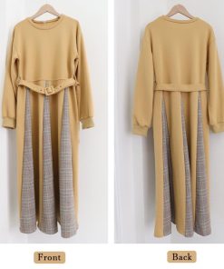 ワンピース | ロング春 異素材フレアワンピ