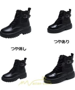 ショートブーツ | ブーツ レディース レースアップブーツ 履きやすい 卒業式 袴ブーツ 送料無料 スムース つやあり 美脚 編み上げ ブラック 黒 つや消し