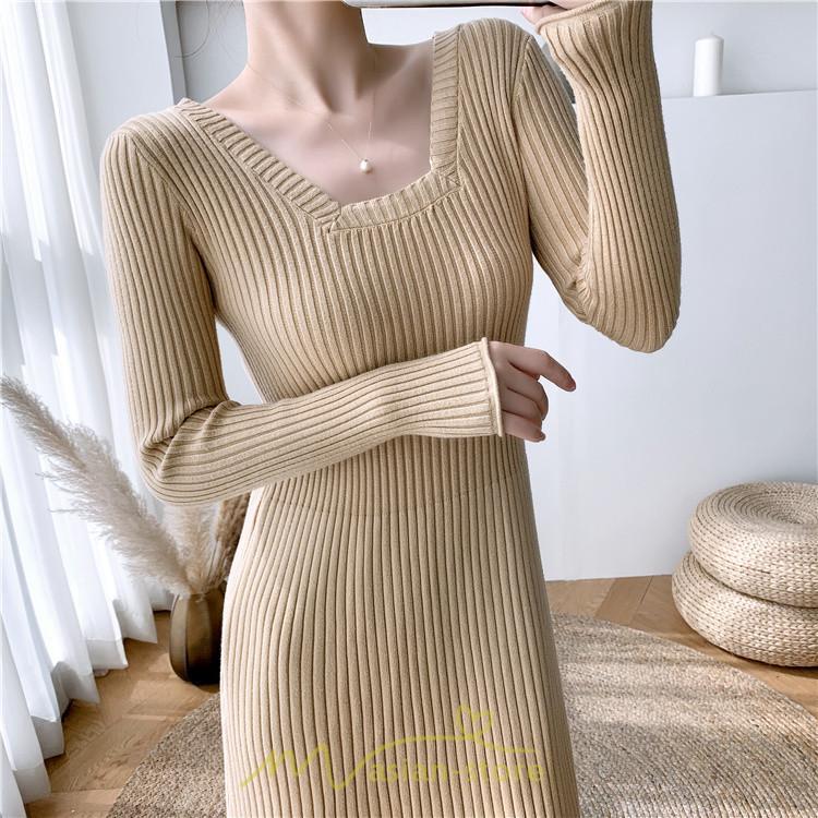 ニットワンピース | ワンピース 秋 秋服 レディース ニット ロングワンピース ロング 長袖 冬 冬服 Aライン 着痩せ 大人上品 お出かけ デート エレガント 送料無料 20代30代40代