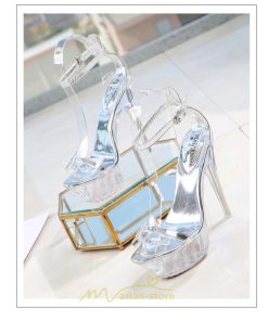 パンプス | ハイヒール 靴 厚底 シューズ 厚底靴 コスプレシューズ 女性 レディース 大きいサイズ 透明 コンテスト 14cmヒール ポールダンス ストラップ セクシー