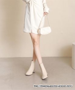 ショートブーツ | レディース 春秋ブーツ スクエアトゥ ブーツ チャンキーヒール 太ヒール 後ろファスナー 靴 通学通勤 黒ブーツ 大人 シューズ ミドルヒール