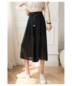 ワイドパンツ | ガウチョパンツ 無地 レディース ボトムス ハイウエスト ゆったり パンツ シフォンパンツ 涼しい 夏新作 さらさら カジュアル 30代40代 体型カバー