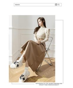 スカート | レザーフレアロング レディース ベルト付き ボトムス ロングAライン ミモレ丈 かっこいい 着痩せ キレイめ スリット