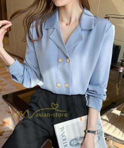 シャツ・ブラウス | ブラウス レディース 長袖ブラウス 春秋 オフィスブラウス 白vネック オシャレブラウス シフォントップス 韓国風 大人 上品 通勤OL ゆったりシャツ 50代 40代