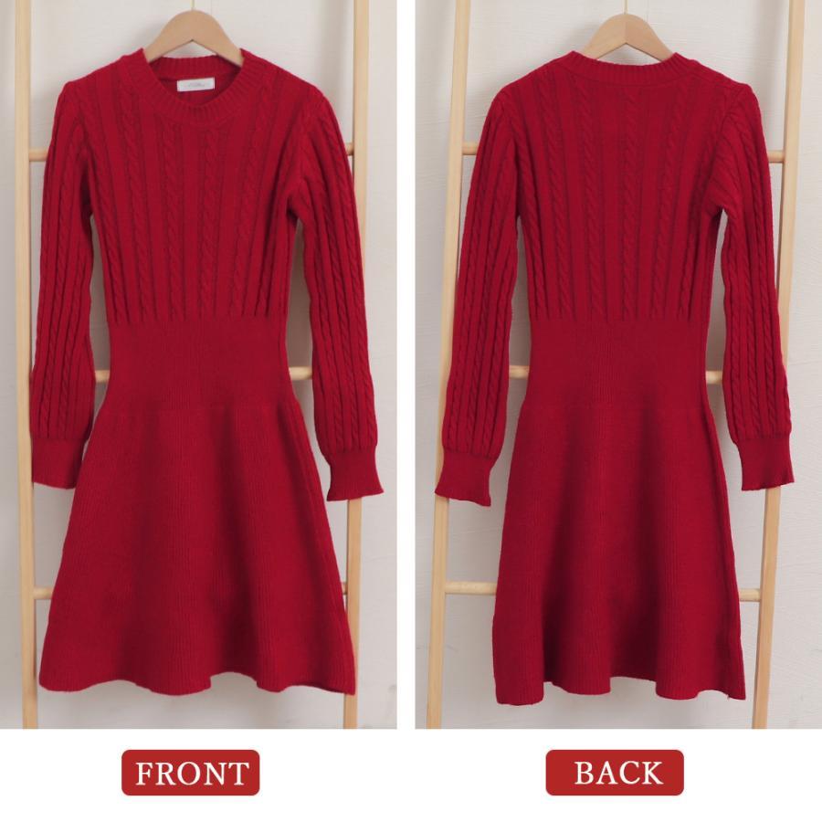 ワンピース | ケーブル編みニットミニ韓国風