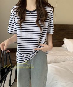 tシャツ・カットソー | Tシャツ レディース 春夏 トップス カットソー 半袖 シャツ ストライプ柄 20代30代40代50代 カジュアル お出かけ 上品 韓国ファッション 着回し 着痩せ 快適