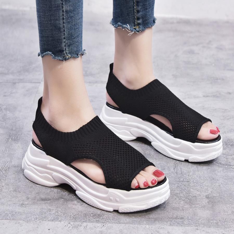 パンプス | 通気性 サンダル メッシュ 韓国風 歩きやすい 厚底 カジュアル レディース スポーツサンダル