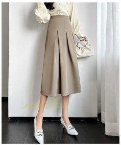 スカート | ハイウエスト ロングレトロ Aライン女性 マキシ丈ボトムス 春秋夏 お洒落 通勤 エレガント プリーツ20代30代40代