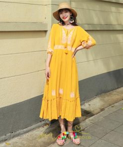 マキシ | ワンピース きれいめ レディース 夏 秋 ロング 上品 大人 七分袖 お出かけ 高見え 赤 白 黄色 上質 20代 50代 40代 ゆったり リゾート 30代 旅行 体型隠し