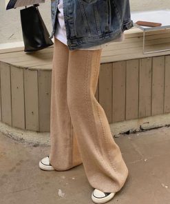 ワイドパンツ | ワイドニットパンツ 韓国風 ロングパンツ