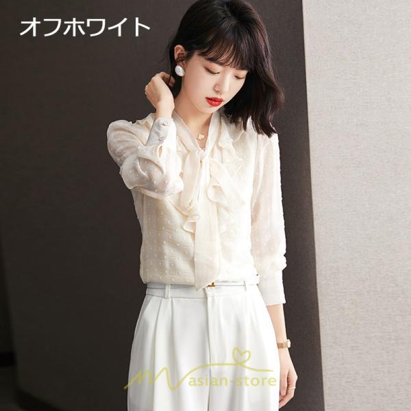 シャツ・ブラウス | シャツ ブラウス 春 秋 冬 シフォン 長袖 レディース フォーマル 通勤 OL オフィス ビジネス カジュアル リボン 綺麗 可愛い おしゃれ 高級感 キレイめ