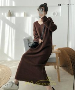 ニットワンピース | レディース 冬 きれいめ ニットフレア ロング おしゃれ 秋冬 長袖 送料無料 可愛い 萌え袖 上品 秋冬コーデ 20代30代40代50代 がーりー