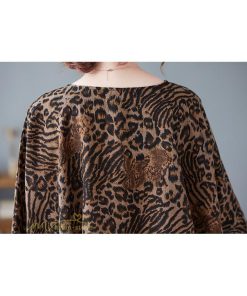 ｔシャツ・カットソー | カットソー レディース Tシャツ Vネック 5分袖 ヒョウ柄 レオパード 20代 30代 着痩せ 体型カバー ゆったり トップス 夏物 フリーサイズ 50代 40代 Vネック