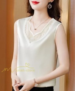 キャミソール タンクトップ | レディース トップス タンクトップ ノースリーブ 無地 『襟元レースデザインタンク』 20代30代40代50代 カジュアル お出かけ 上品 快適 カシュクール インナー
