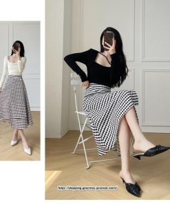 スカート | ロングきれいめ レディース ロング丈 Aライン 20代 30代 40代 50代 秋 冬 千鳥格柄 細見え 可愛い ハイウエスト お出かけ 高見え