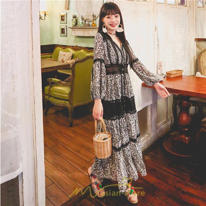 マキシ | マキシワンピース レディース ロングワンピース 大人 黒 Vネック 着痩せ フランス風 上品 高品質 きれいめ シフォン レース 人気 パーティー 二次会 夏秋新作