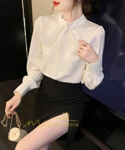 シャツ・ブラウス | ブラウス レディース きれいめ 40代 春夏秋新作 オシャレブラウス リボンネック 長袖トップス 大人 通勤OL カジュアル 50代 ゆったり エレガント シャツ30代