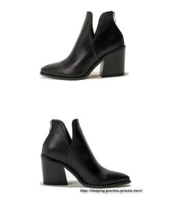 ショートブーツ | 大きいサイズ26.5cm レディース 上品 ブーツ 秋冬 春 チャンキーヒール 太ヒール ポインテッドトゥ 黒ブーツ ハイヒール 大人 後ろファスナー