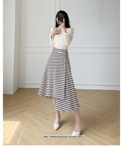 スカート | ロングきれいめ レディース ロング丈 Aライン 20代 30代 40代 50代 秋 冬 千鳥格柄 細見え 可愛い ハイウエスト お出かけ 高見え