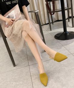 パンプス | 靴 ヒールサンダル ミュールパンプスサンダル レディース かかとなし春夏 ポインテッドトゥ サボサンダル