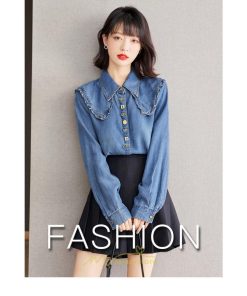 シャツ・ブラウス | デニムシャツ シャツ トップス レディース ブラウス 着痩せ デニム カジュアル エレガント 通勤 通学 オシャレ キレイめ 秋 上品 2022 可愛い 冬 ナチュラル