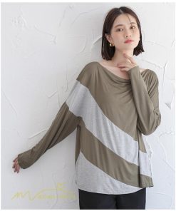 ｔシャツ・カットソー | カットソー レディース 長袖tシャツ シンプル ゆったり 着痩せ 体型カバー 長袖 秋コーデ ボートネック 切り替え 大人 Tシャツ 大人 カジュアル フリーサイズ