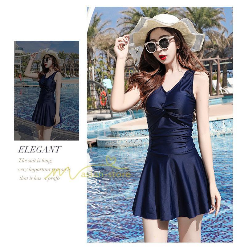 水着 | レディース ワンピース 体型カバー ママ オトナ女子 露出控えめ セクシー Vネック キャミソール シンプル 体系カバー オールインワン 上品 20代30代40代