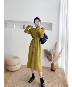 ニットワンピース | ニット ワンピース レディース 秋冬 春  Vネック 長袖 ロング丈 スリット キレイめ 上品 お出かけ 送料無料 女子会 二次会 同窓会 デート