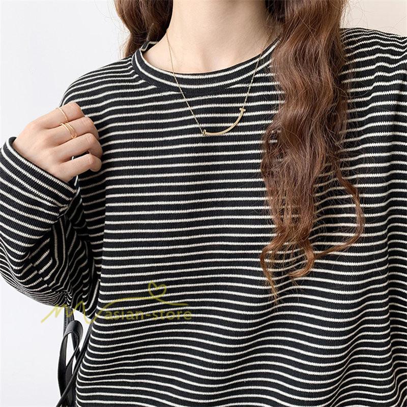 tシャツ・カットソー | Tシャツ レディース トップス 長袖 カットソー ボーダー シンプル ボートネック ストライプ柄 20代30代40代50代 着回し 通勤通学 お出かけ カジュアル 着痩せ