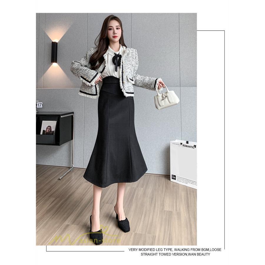 スカート | レディース フィッシュテール秋冬コーデ フレア AラインOL ビジネス カジュアル 大きいサイズ XL 20代 ラシャ 40代 上品 30代