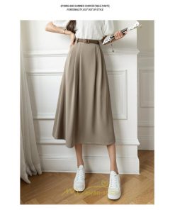 スカート | Aラインミモレ丈 裏地付き ボトムス 春 夏 黒 ベージュ カーキ おしゃれ お呼ばれ ファッション 女子会 カジュアル 無地 デート