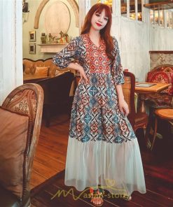 マキシ | 夏秋ワンピース チュール レディース マキシワンピース ロングワンピース パーティー 二次会 痩せて見える 七分袖 Vネック ピンク ハイウエスト 鎖骨 黒