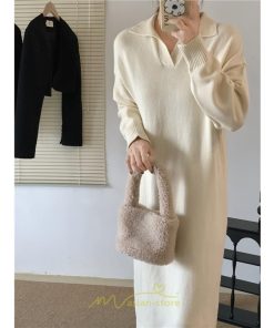 ニットワンピース | ワンピース 春 春服 レディース 長袖 ゆったり vネック 着痩せ 可愛い おしゃれ 大人フェミニン 女子会 通勤 デート お出かけ 秋冬