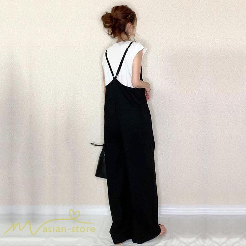 オーバーオール サロペット | オールインワン レディース サロペット シンプル つなぎ きれいめ パンツ 20代 30代 無地 可愛い ロングパンツ 上品 かわいい 5色展開 フリーサイズ シンプル