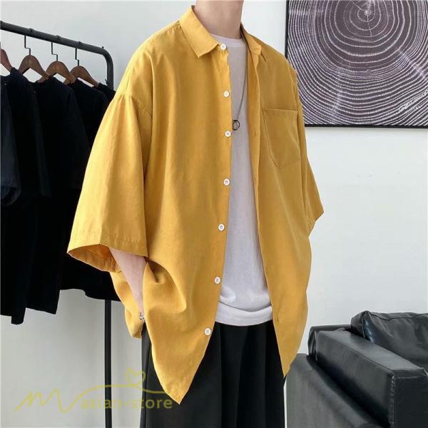 シャツ | 半袖 着痩せ 日常 おしゃれ カジュアル 韓国風 無地 新作 2021 夏コーデ ライトアウター ポケット 通勤通学 トップス ワイドゆったり 人気 上品