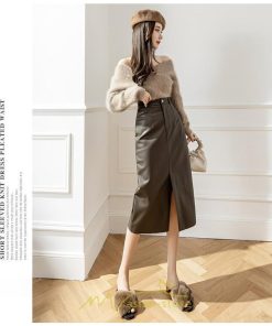 スカート | レザーフレアロング レディース  ボトムス ロングAライン ミモレ丈 かっこいい スリット オシャレ 着痩せ キレイめ